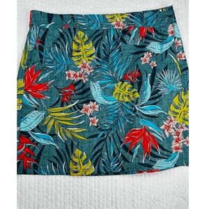 Rip Skirt Hawaii Tropical Floral Print Wrap Mini Skirt Green Pockets Beach SZ LG